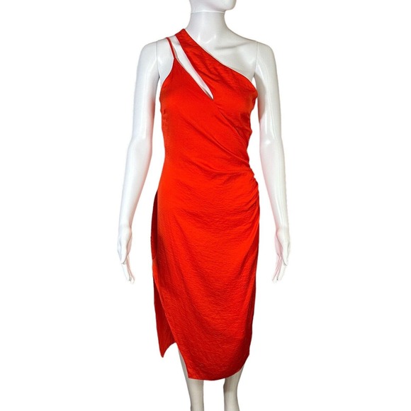 NWT‎ ASOS Design Orange Strappy V Neck Leg Slit Ankle Dress size 4 - Picture 1 of 5